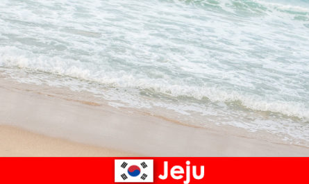 Jeju, z drobnym piaskiem i czystą wodą, jest idealnym miejscem na rodzinne wakacje na plaży