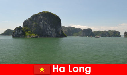 Rejsy łodzią dla wczasowiczów do skalnych gigantów w Ha Long Wietnam