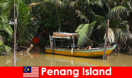 Podróże długodystansowe dla turystów pieszych przez dżunglę wyspy Penang w Malezji